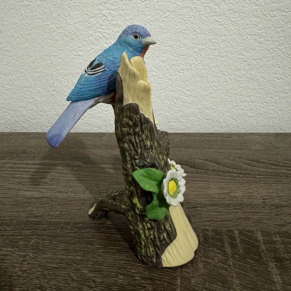 Vintage Colorful Porcelain Bird Figurine on Branch